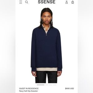 GUEST IN RESIDENCE Navy Blue Half-Zip Sweater Size XL